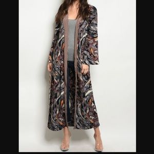 CATRINA Elegant Print Maxi Kimono MADE IN USA NWT